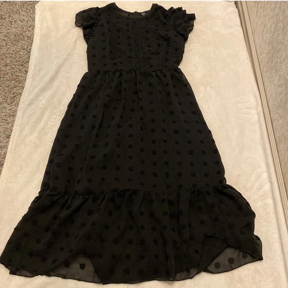 SHEIN Elegant Black Clip Dot Long Dress - Picture 14 of 14